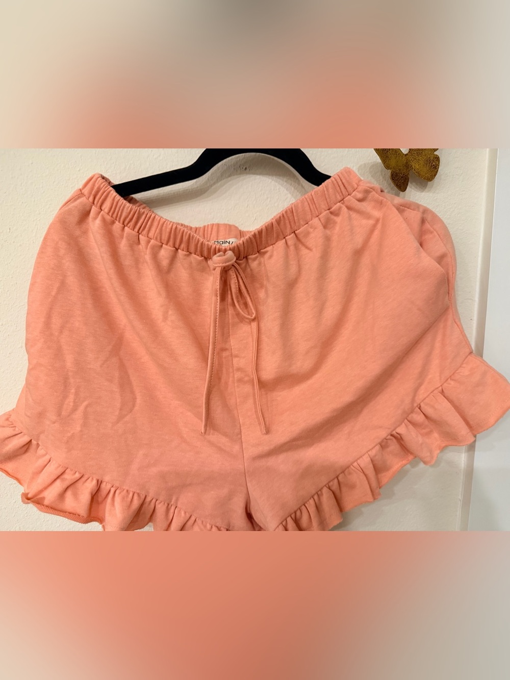 Peach Ruffle Drawstring Lounge Shorts